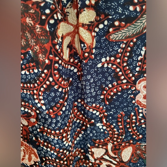 Madewell Womens V Neck Ruffle Trim Abstract Peplum Midi Dress Multi - Picture 6 of 9